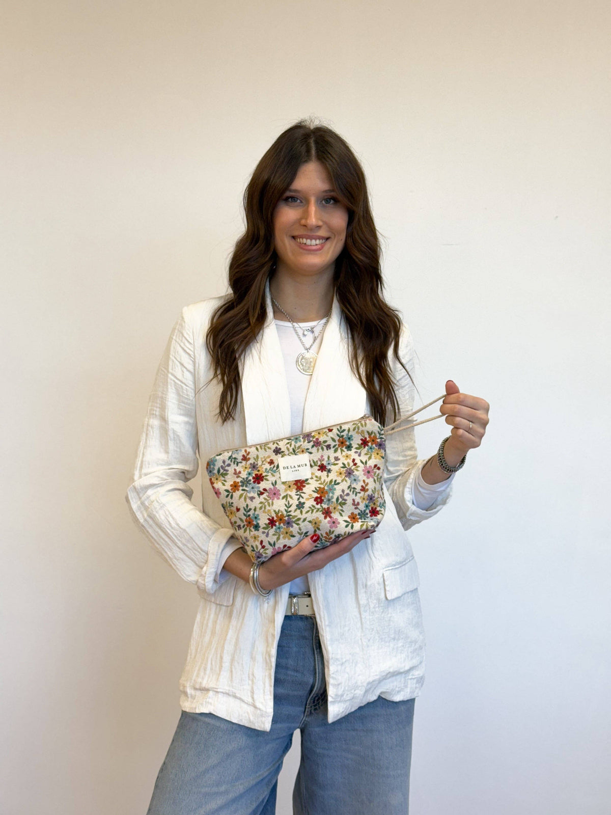 Floral Jacquard Large Makeup Bag | Made in Spain | Ethical Accessory DE LA MUR LINE US Inc