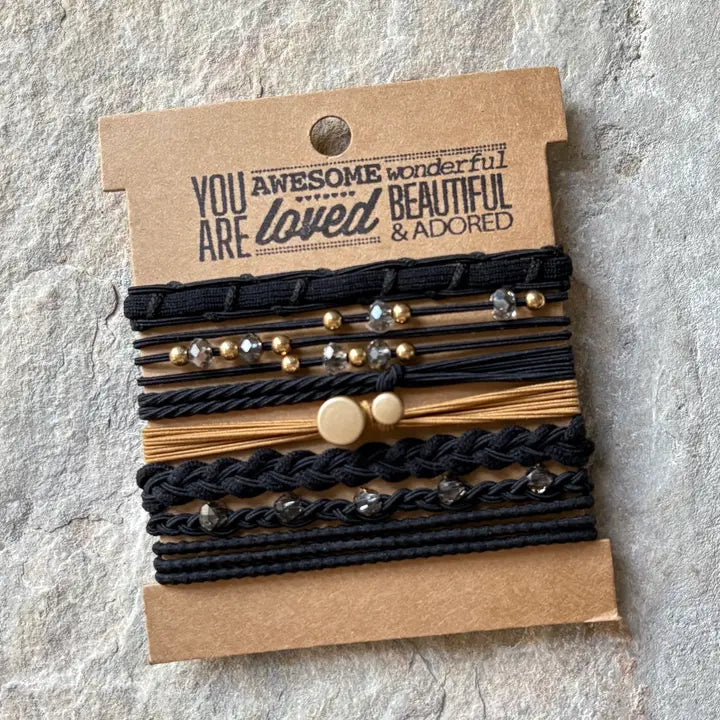 Upcycled Boho Hairties Rhinestone Black Anthro Apothecary
