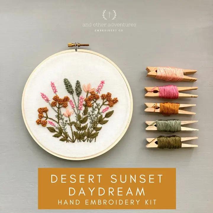 Hand Embroidery Kit for Beginners | Choose Your Design Embroidery Kit- Desert Sunset Dream And Other Adventures Embroidery Co