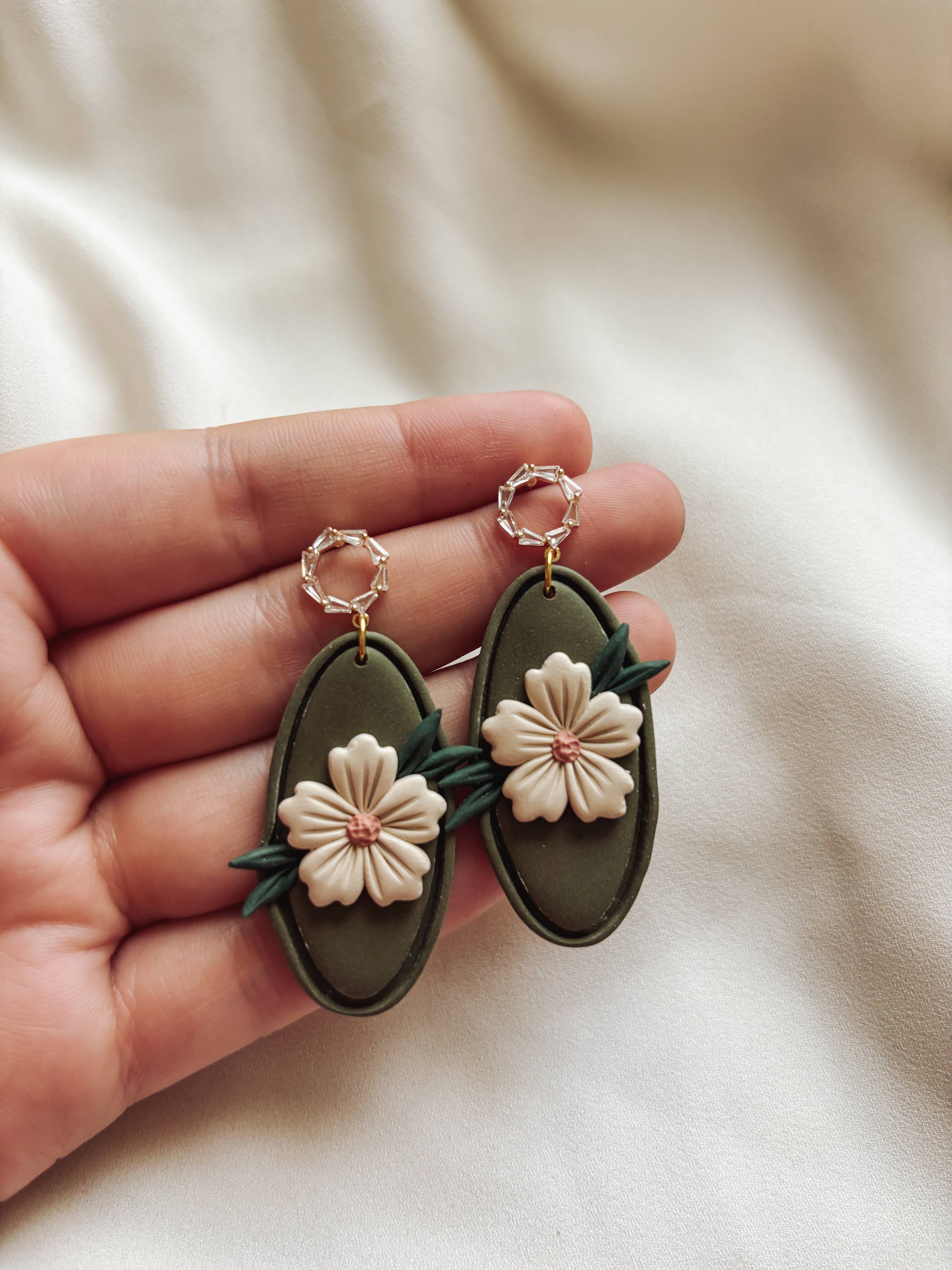 Green Floral Earrings - Place by Grace Placed by Grace