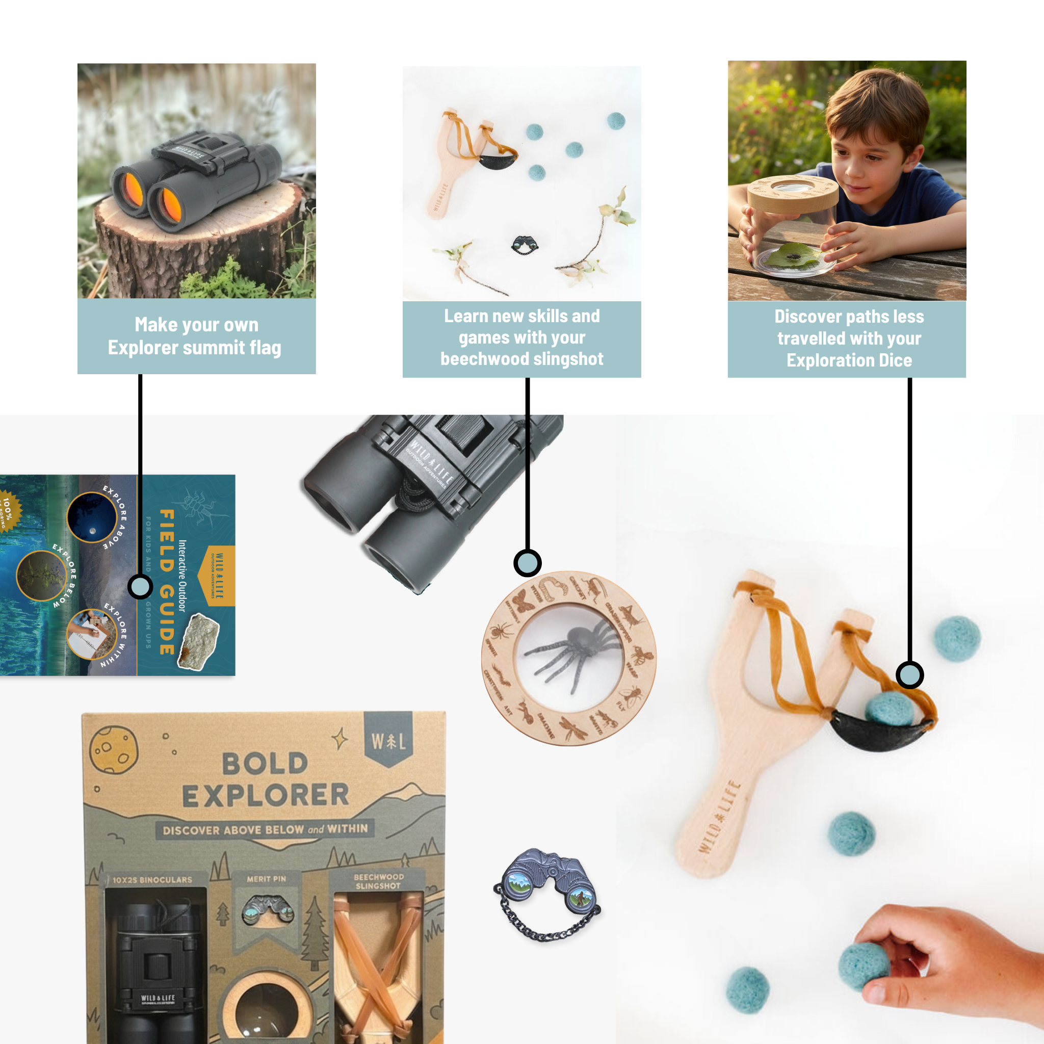 Kids Outdoor Adventure Kit Explorer STEM Nature Set Wild Life Outdoor Adventures