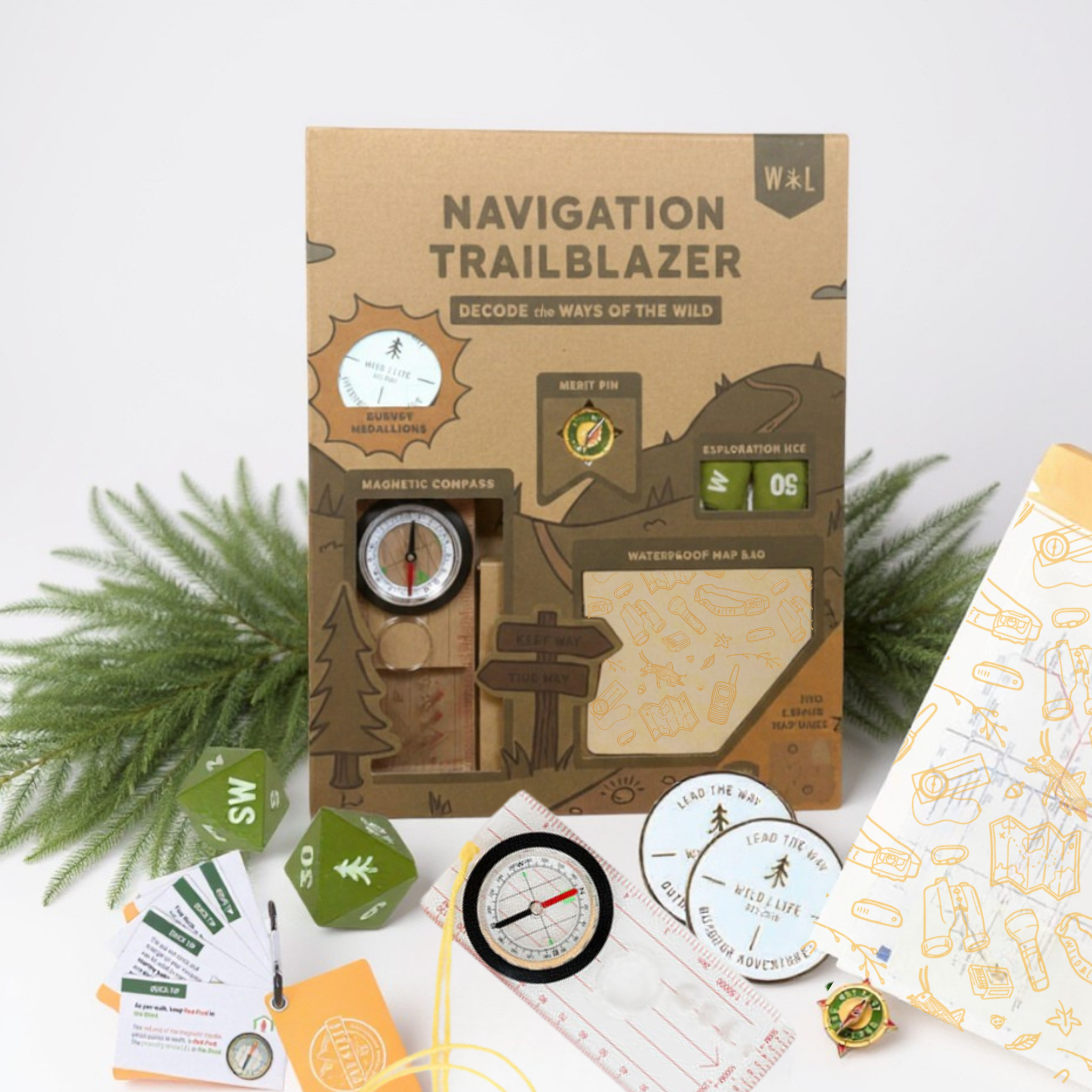 Kids Navigation Kit Compass Map Skills Adventure Set Wild Life Outdoor Adventures