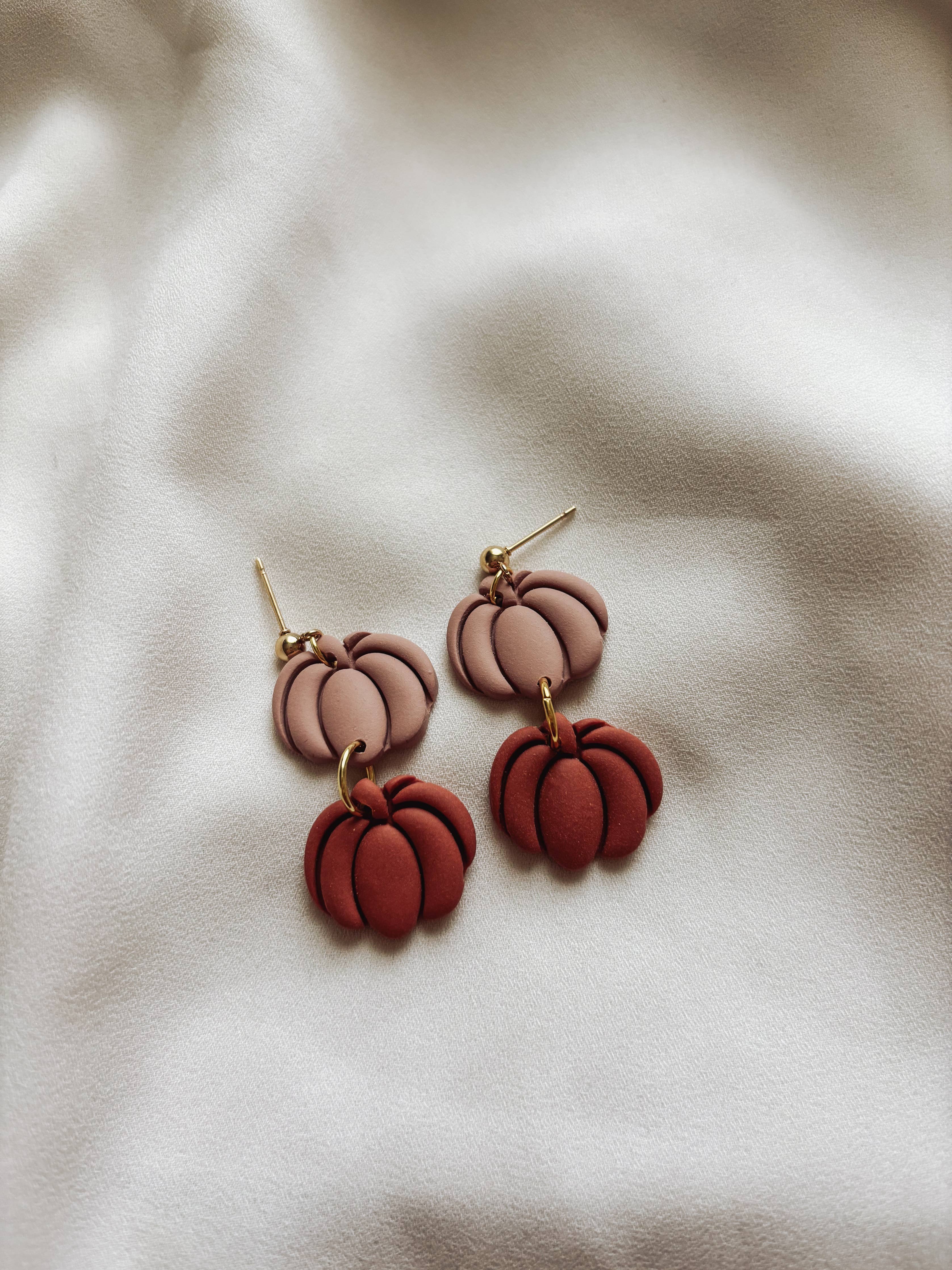 Stacked Pumpkin Earrings, Fall Earrings - Placed by Grace Placed by Grace