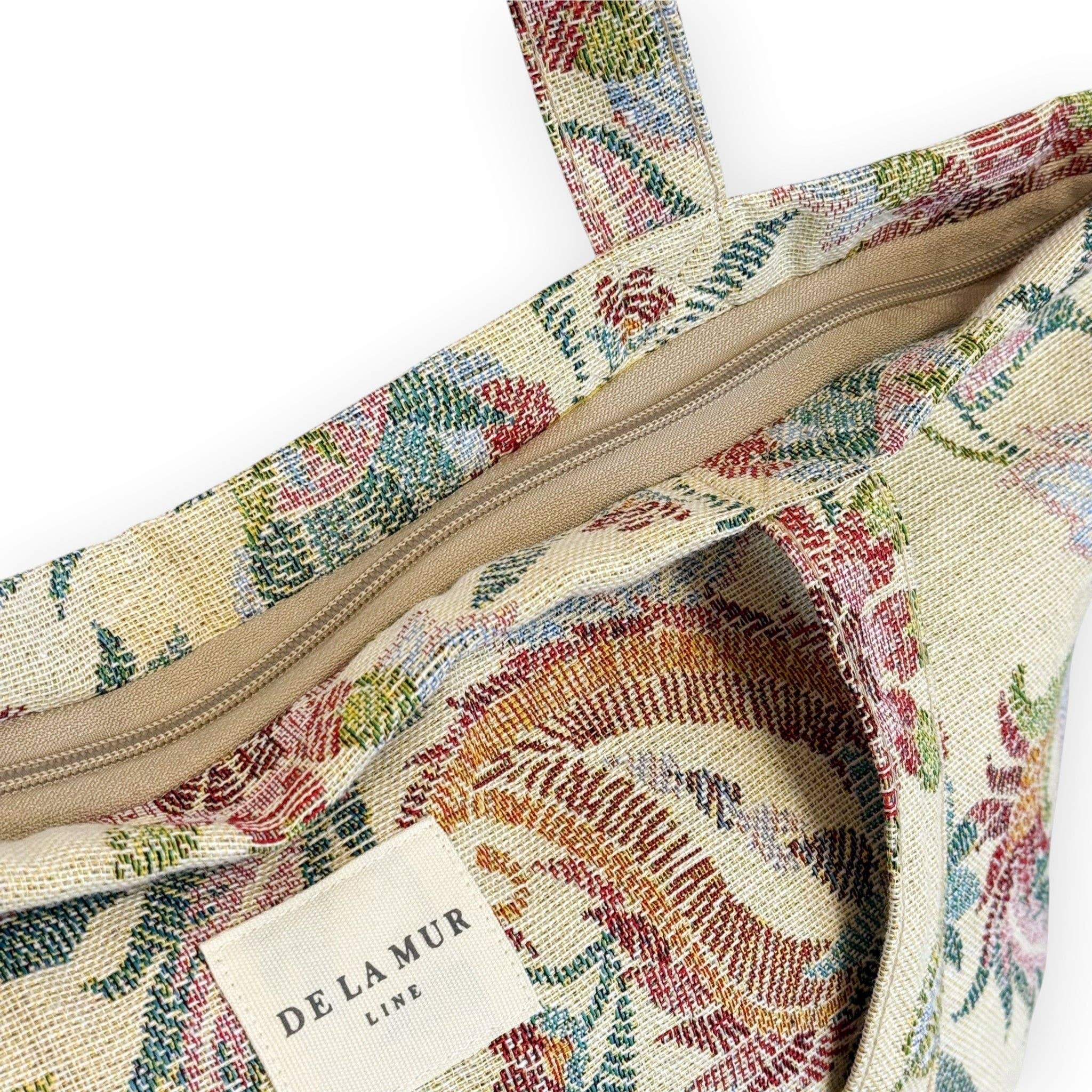 Floral Jacquard Large Zip Tote Bag – Multicolor Paisley