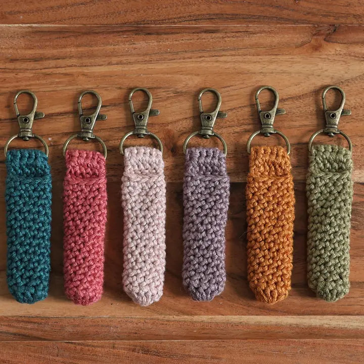 Crochet Lip Balm Holder | Keychain Clip | Mercerized Cotton | Handmade Gracy & Henry: Handmade