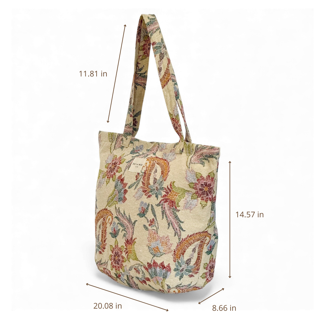 Floral Jacquard Large Zip Tote Bag – Multicolor Paisley