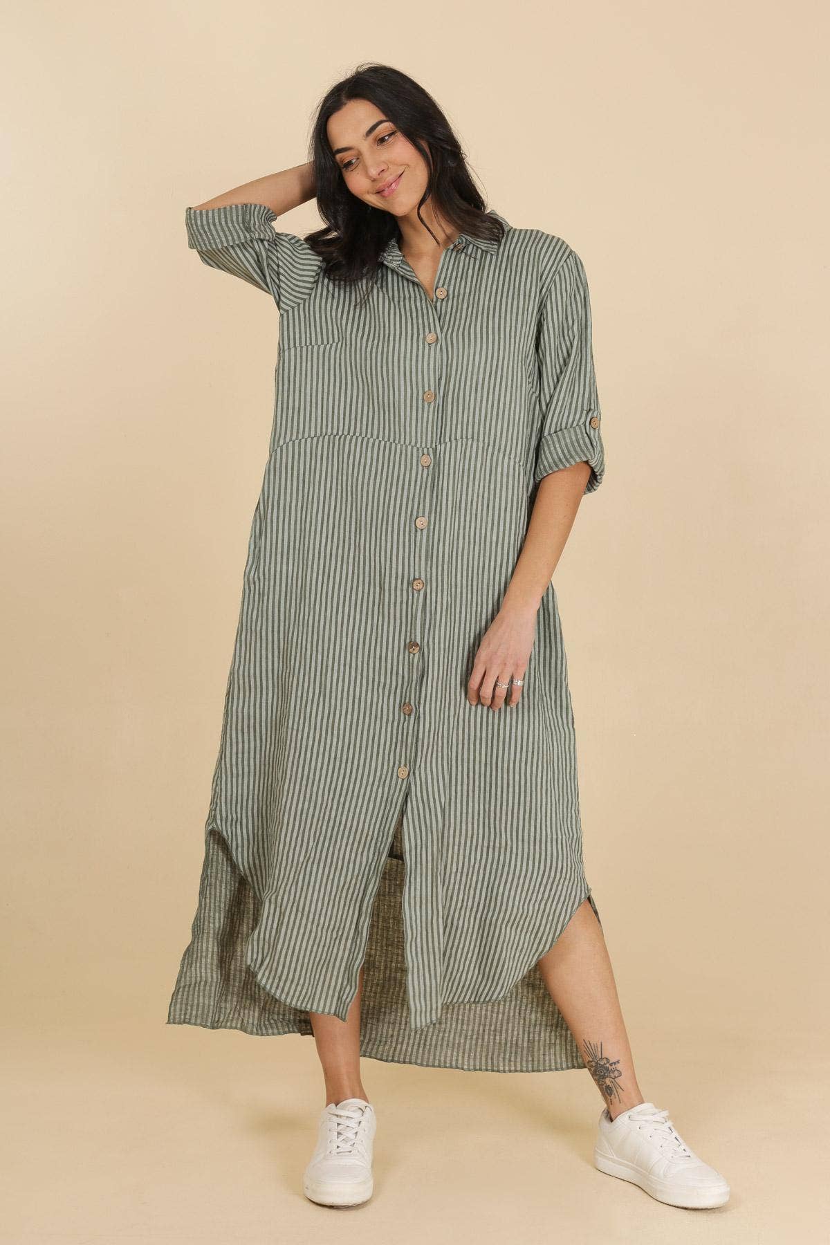 Italian Linen Dress- Shirt Dress