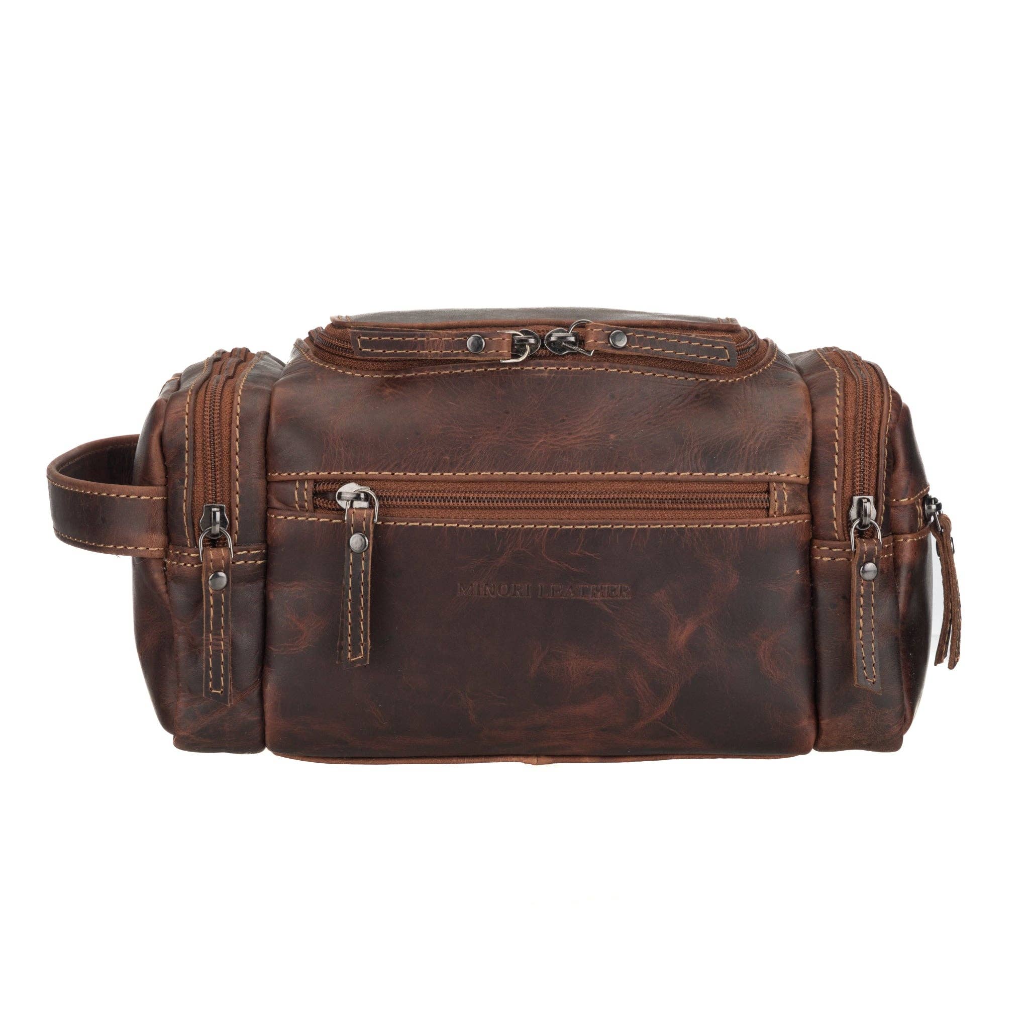 Winston Full-Grain Leather Toiletry Bag | Large Dopp Kit for Men Minori Leather