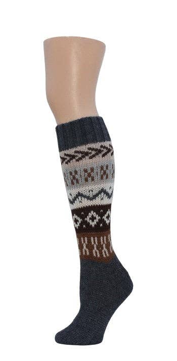 Deluxe Hand Knit Long Alpaca Socks | 70% Alpaca | Ethically Made Grey Choice Alpaca Products