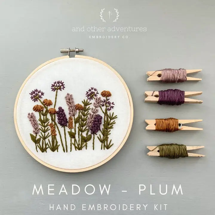 Hand Embroidery Kit for Beginners | Choose Your Design Embroidery Kit- Meadow in Plum And Other Adventures Embroidery Co