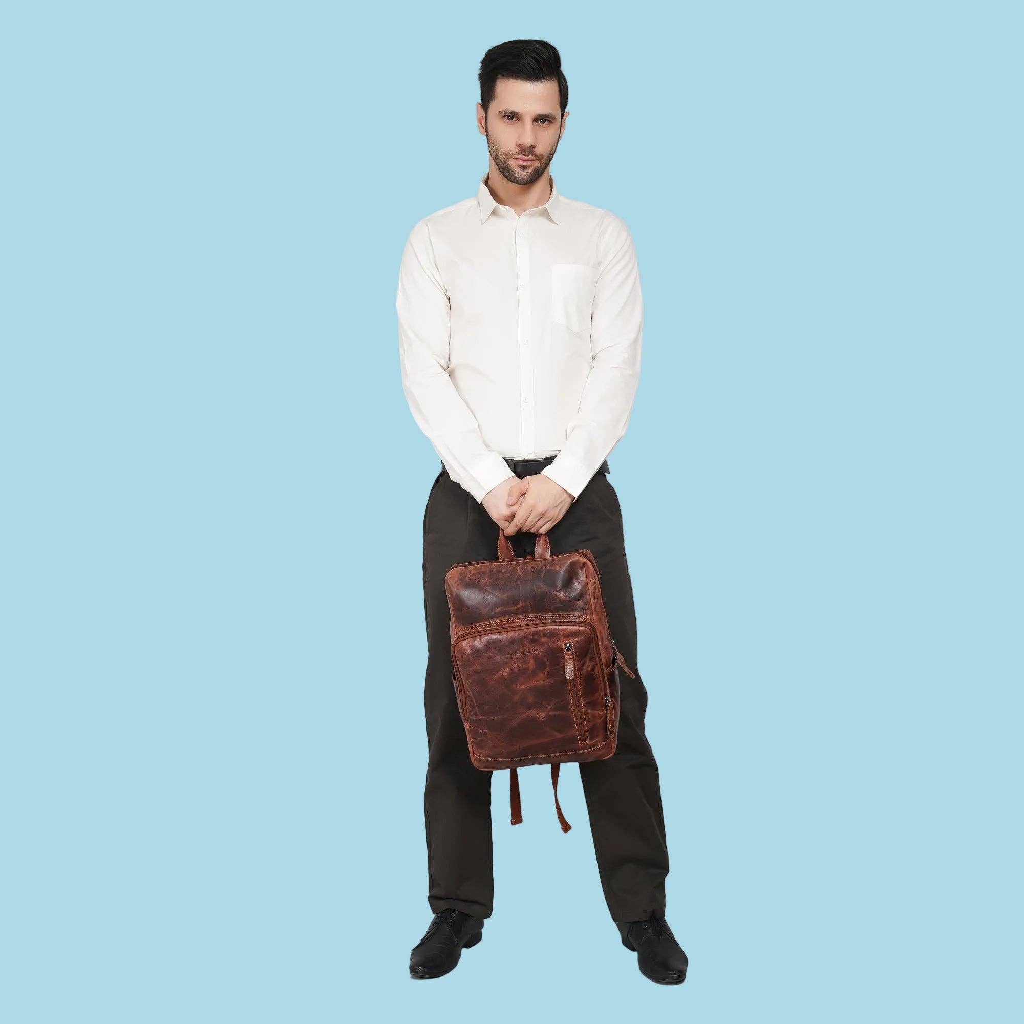 Oslo Full-Grain Leather Laptop Backpack | 16" Laptop Bag Minori Leather