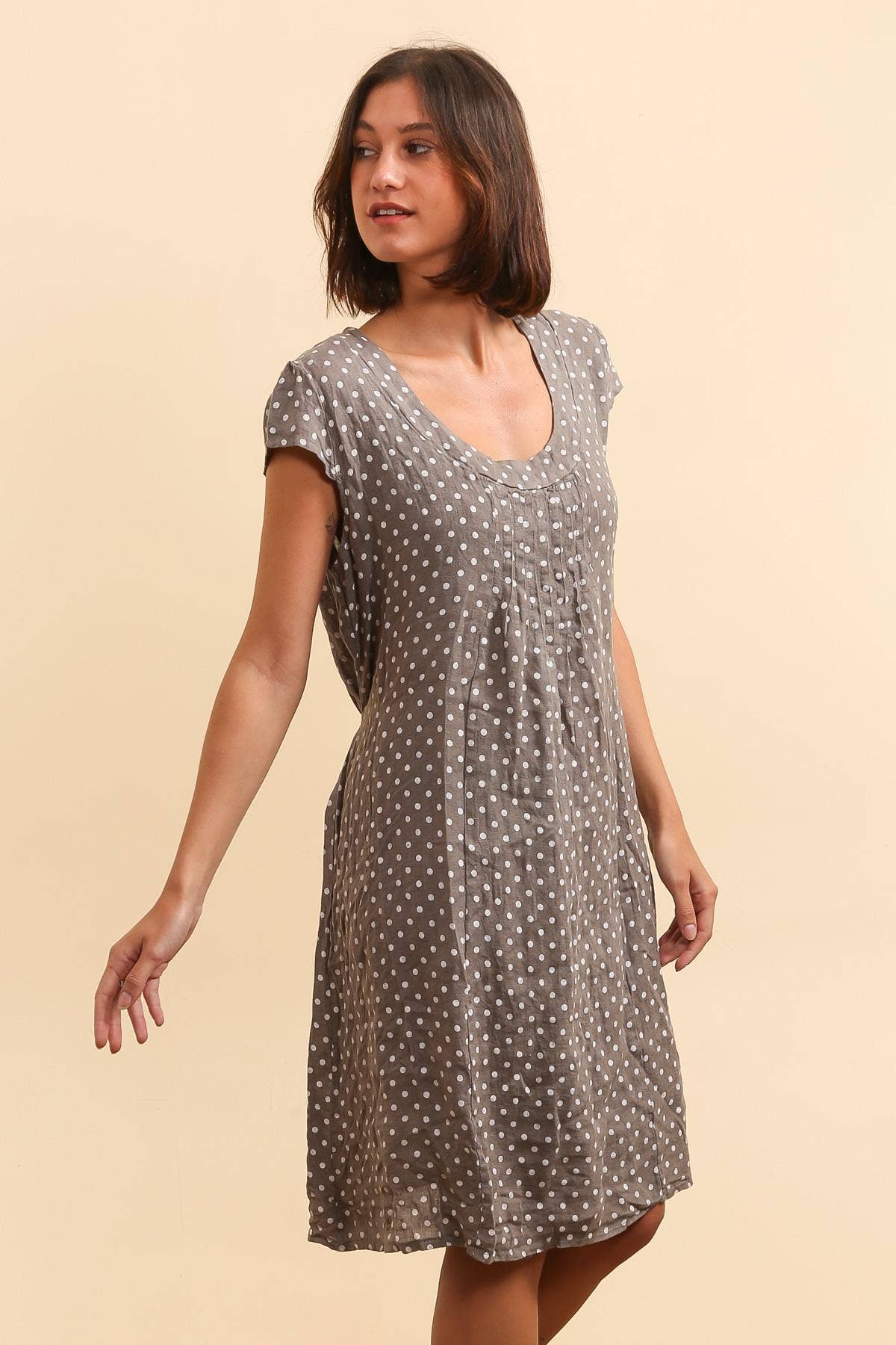 Italian Linen Dress- Polka Dot Sundress