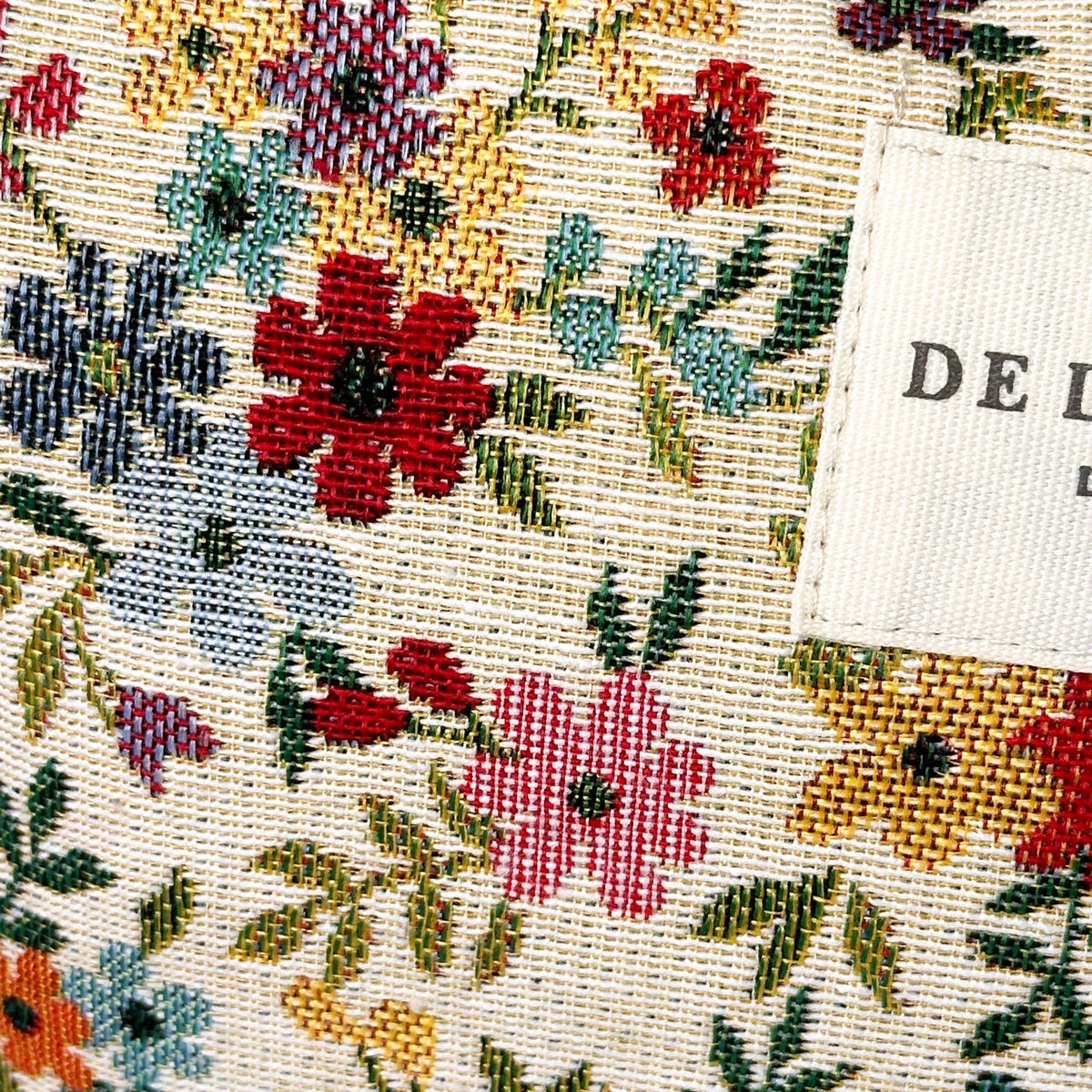 Floral Jacquard Large Makeup Bag | Made in Spain | Ethical Accessory DE LA MUR LINE US Inc
