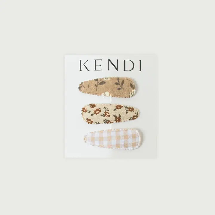 Kendi 3 Pack Hair Clip Tan Gingham Anthro Apothecary
