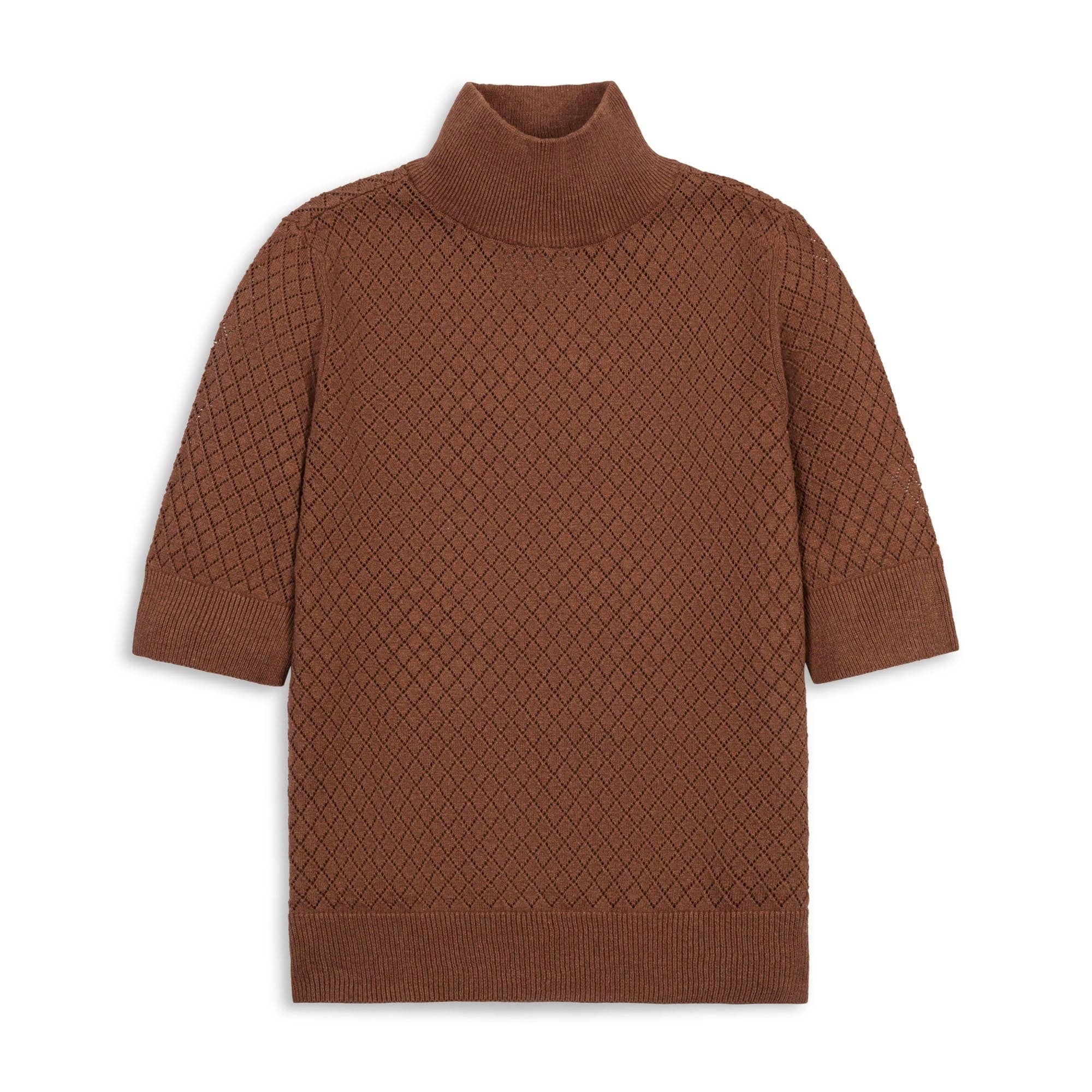 Organic Diamond Stitch Mock Neck Sweater