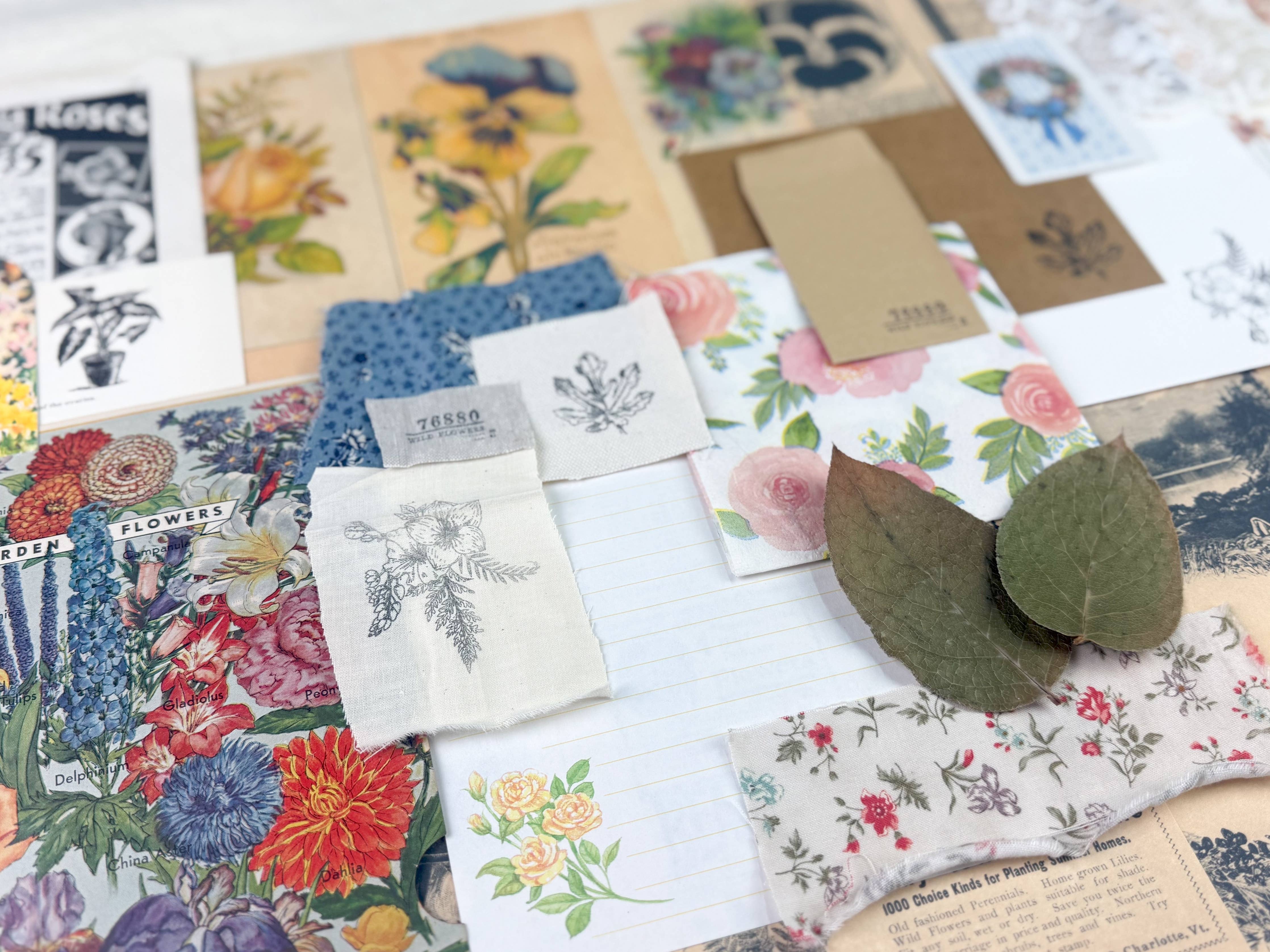 Botanical & Nature Ephemera Kit | Junk Journal Supplies | Vintage Floral Collage A House of Books