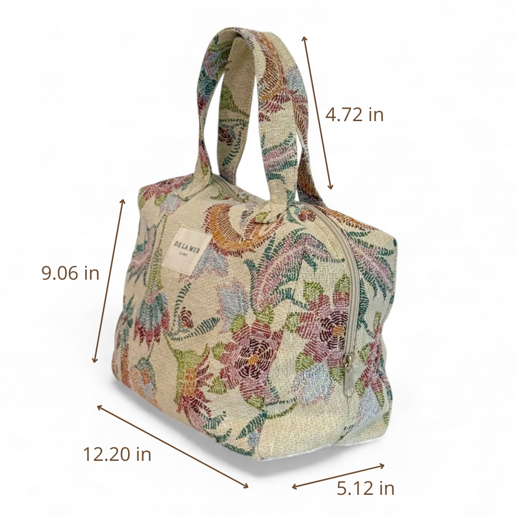 Floral Jacquard Extra Large Makeup Bag – Multicolor Paisley Tote