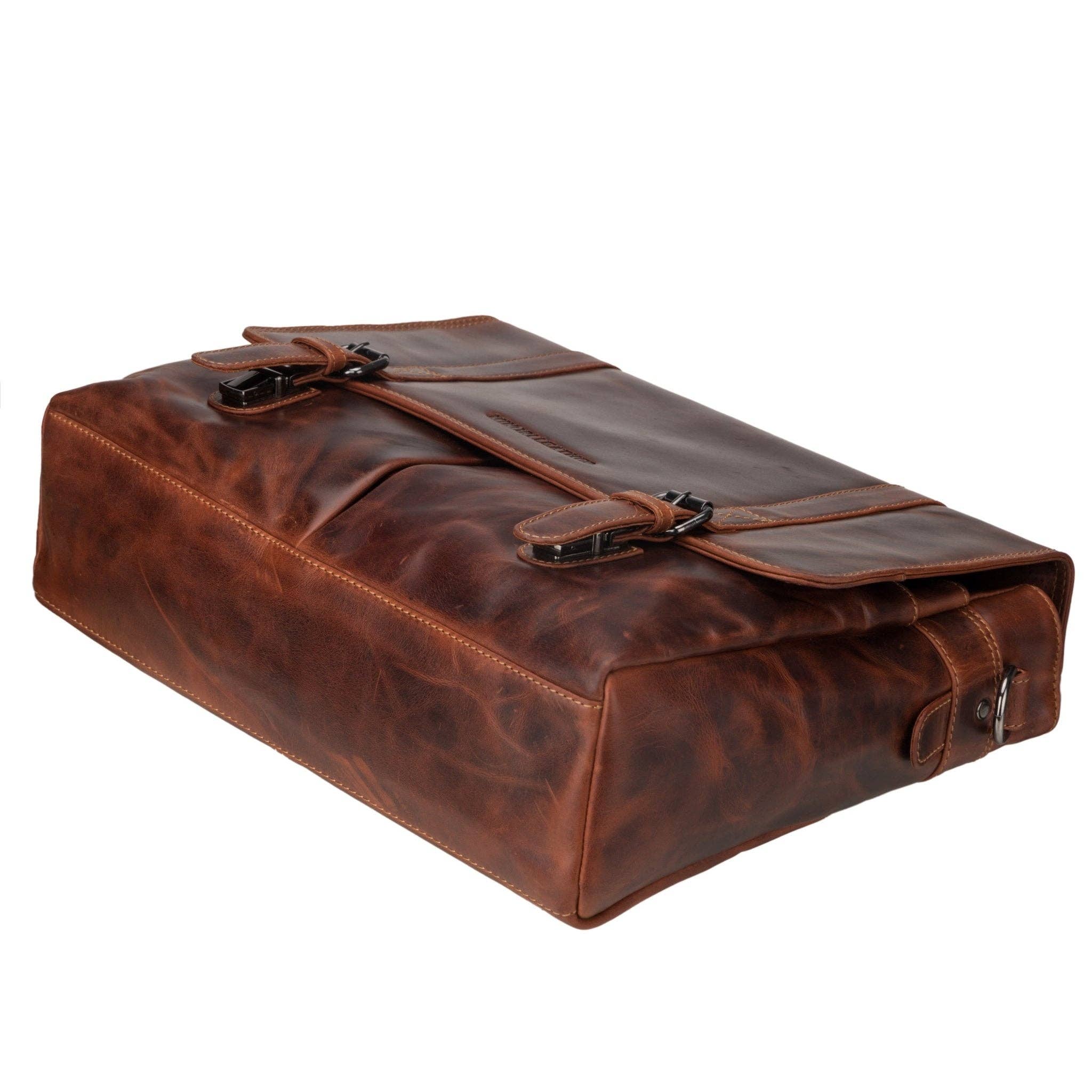 Boston Full-Grain Leather Briefcase Bag | 16" Laptop Bag Minori Leather