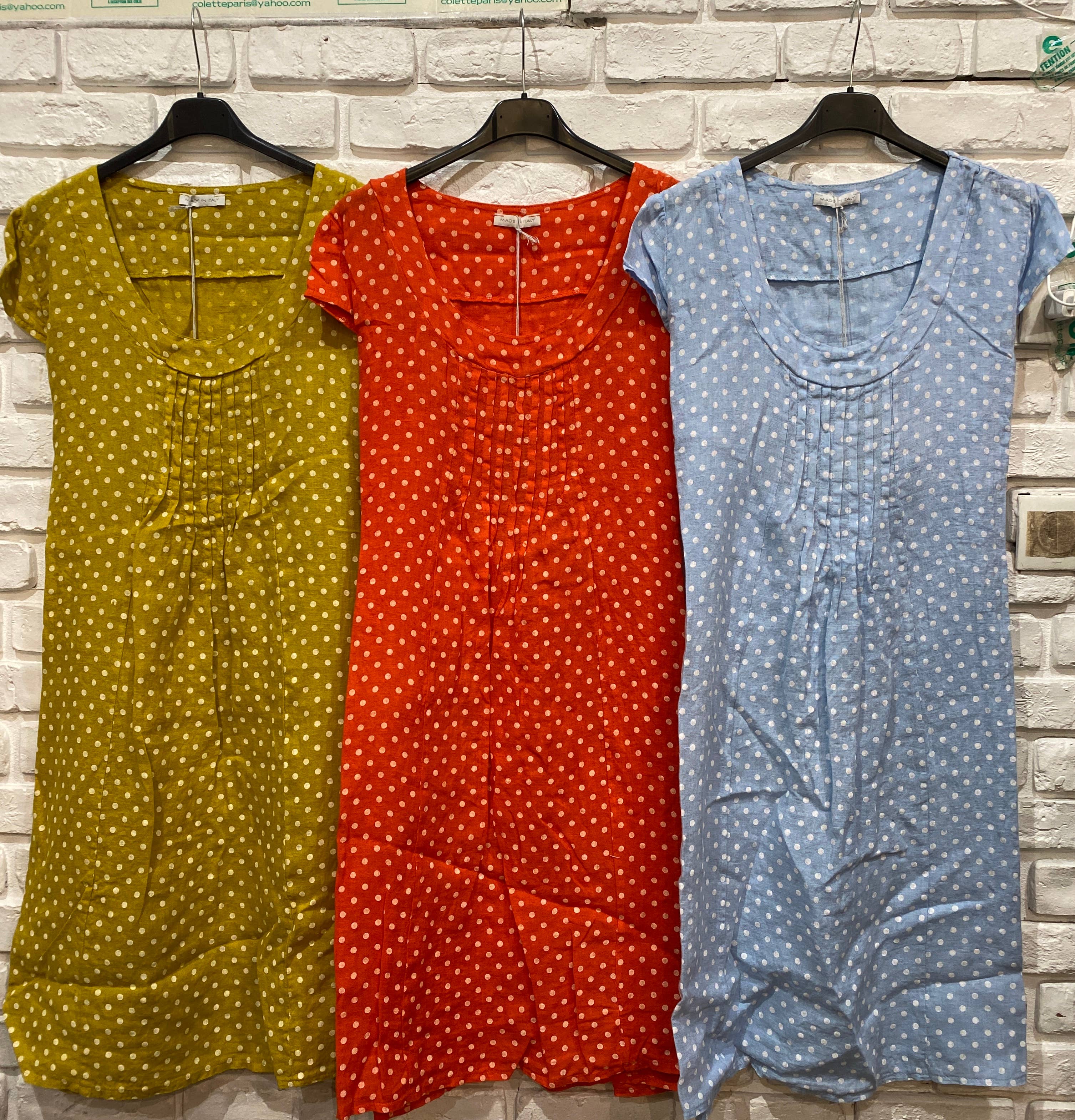 Italian Linen Dress- Polka Dot Sundress