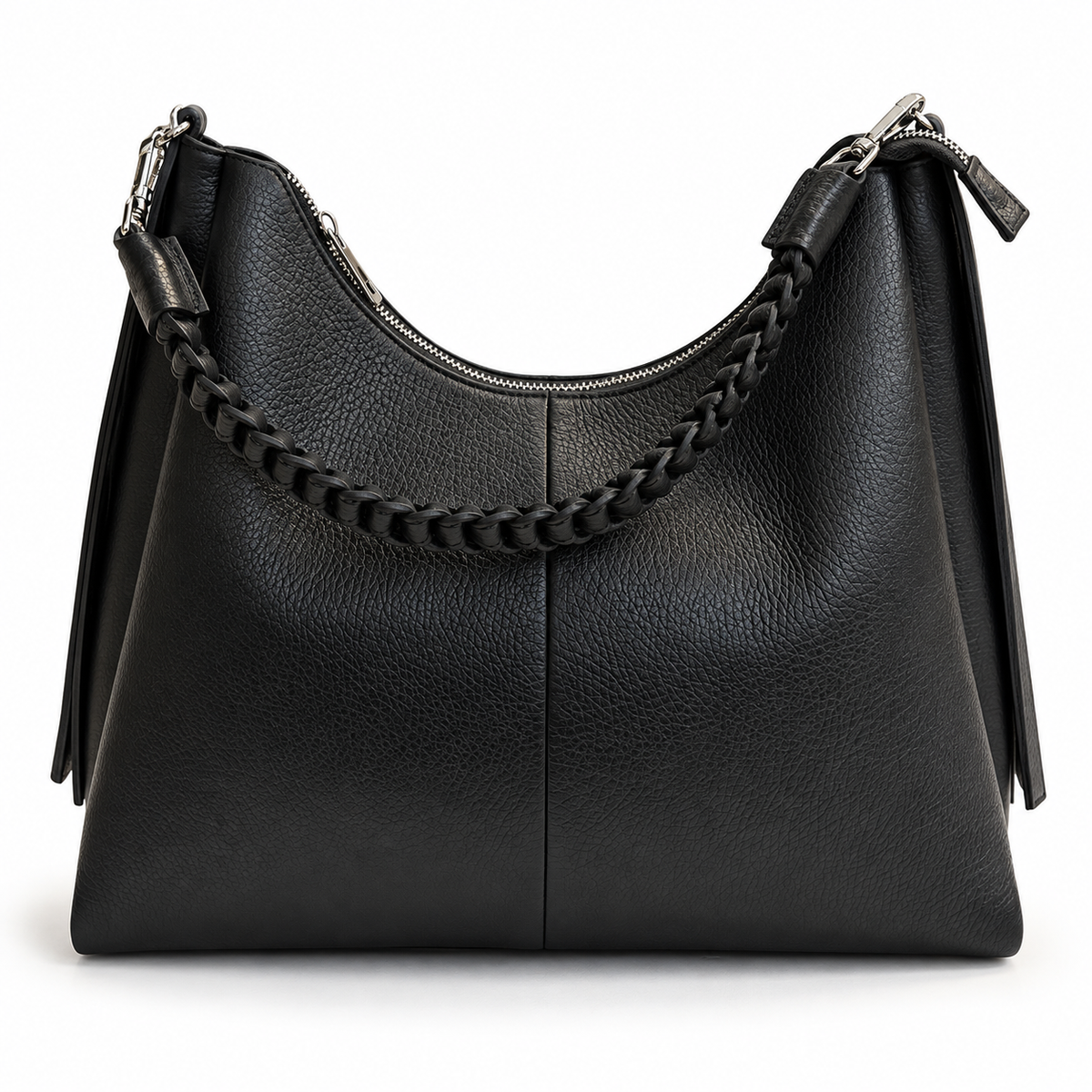 Italian Leather Tote with Braided Handle