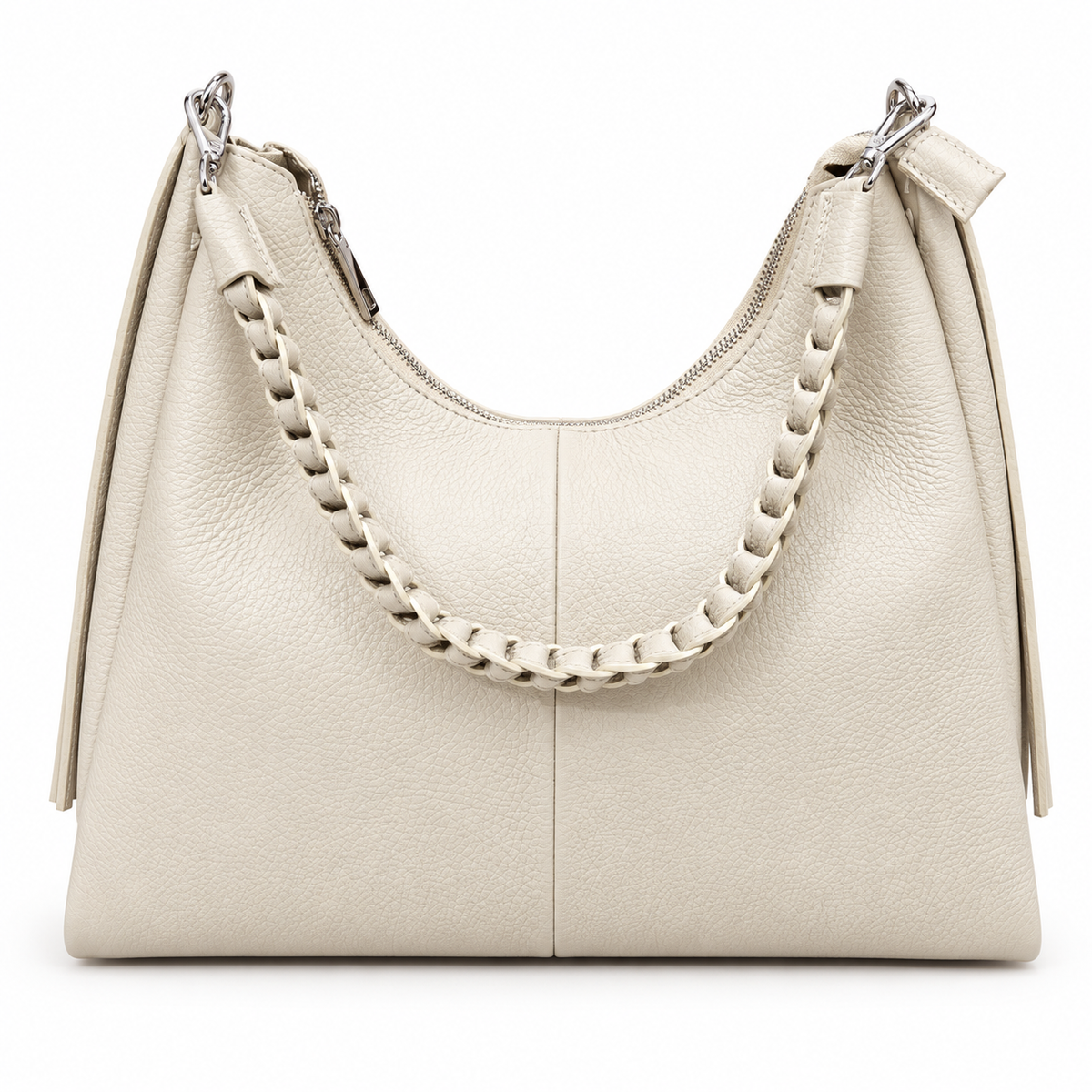 Italian Leather Tote with Braided Handle