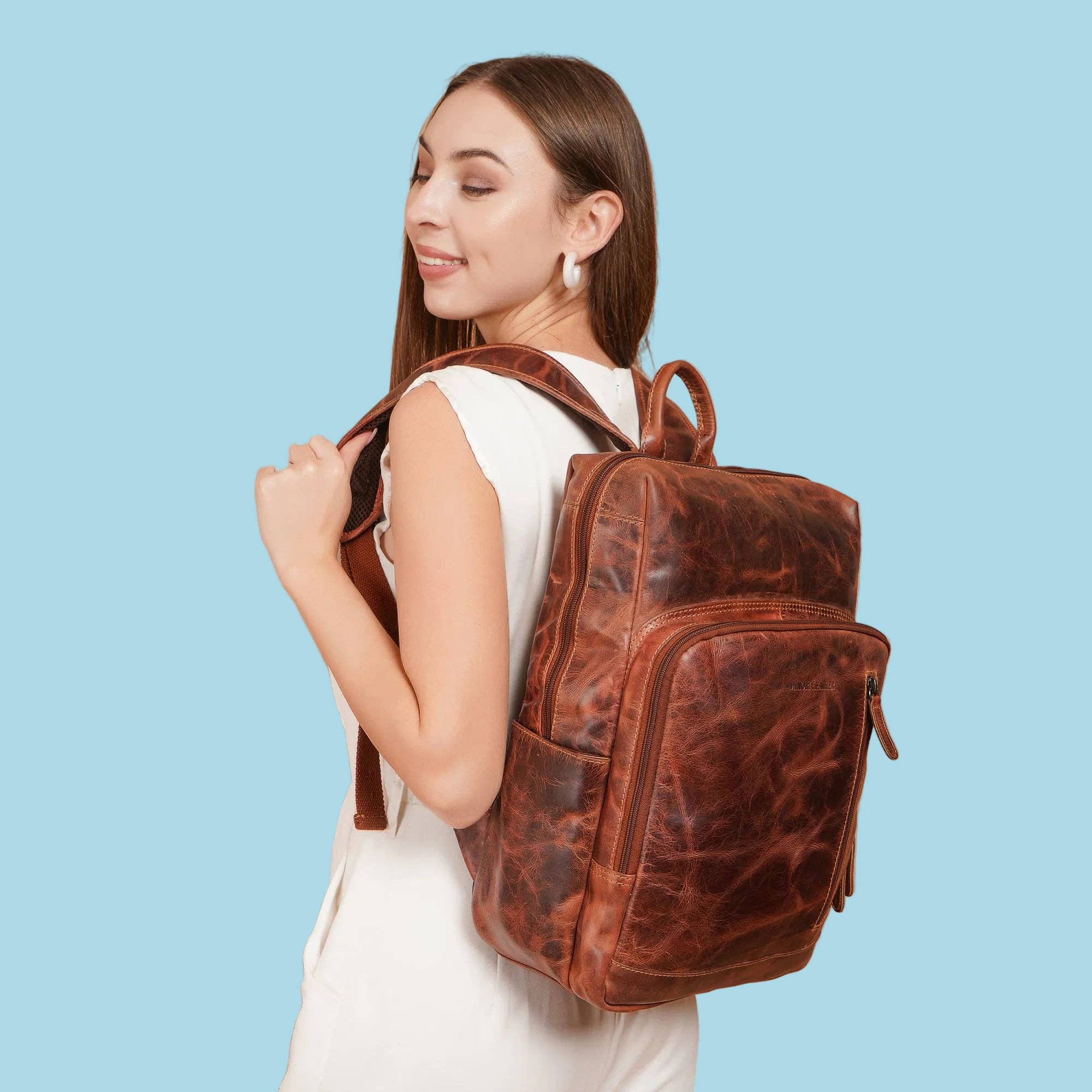 Oslo Full-Grain Leather Laptop Backpack | 16" Laptop Bag Minori Leather