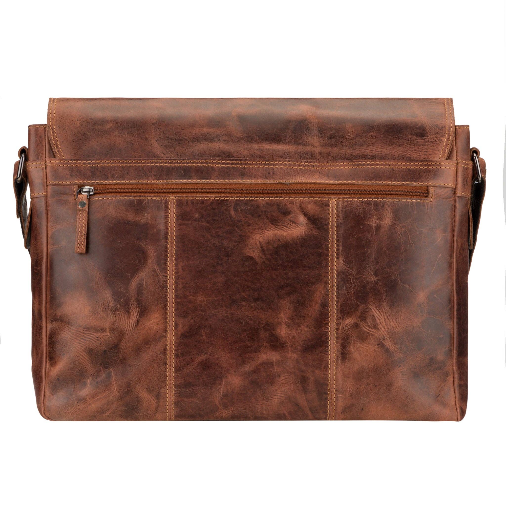Richmond Full-Grain Leather Laptop Bag | 16" Messenger Bag for Men | Chestnut Minori Leather
