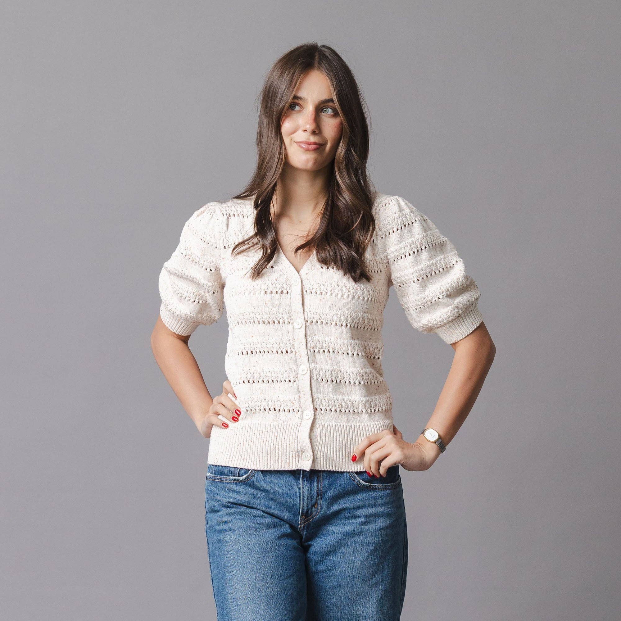 Women's 100% Organic Cotton Puff Sleeve Sweater | GOTS Certified Hope and Henry
