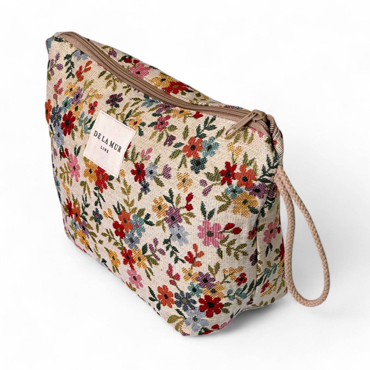 Floral Jacquard Large Makeup Bag | Made in Spain | Ethical Accessory DE LA MUR LINE US Inc