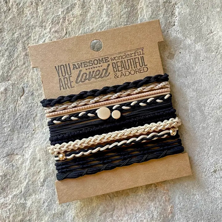 Upcycled Boho Hairties Black and Tan Anthro Apothecary
