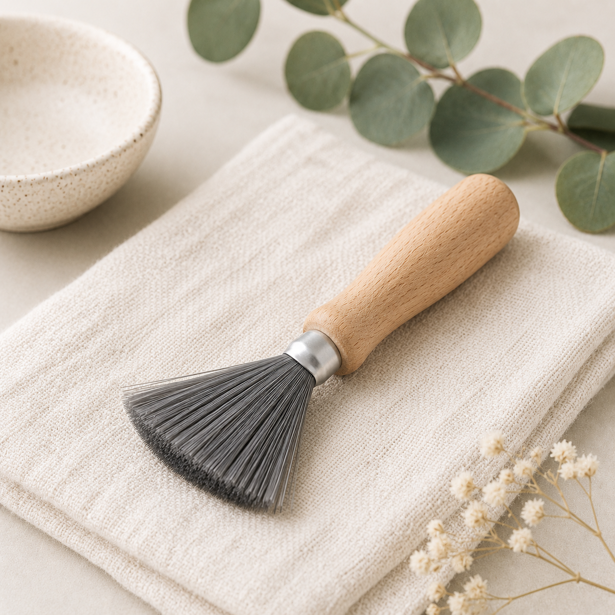 Hairbrush Cleaning Tool – Wood Handle & Stainless Steel Rake | Eco-Friendly