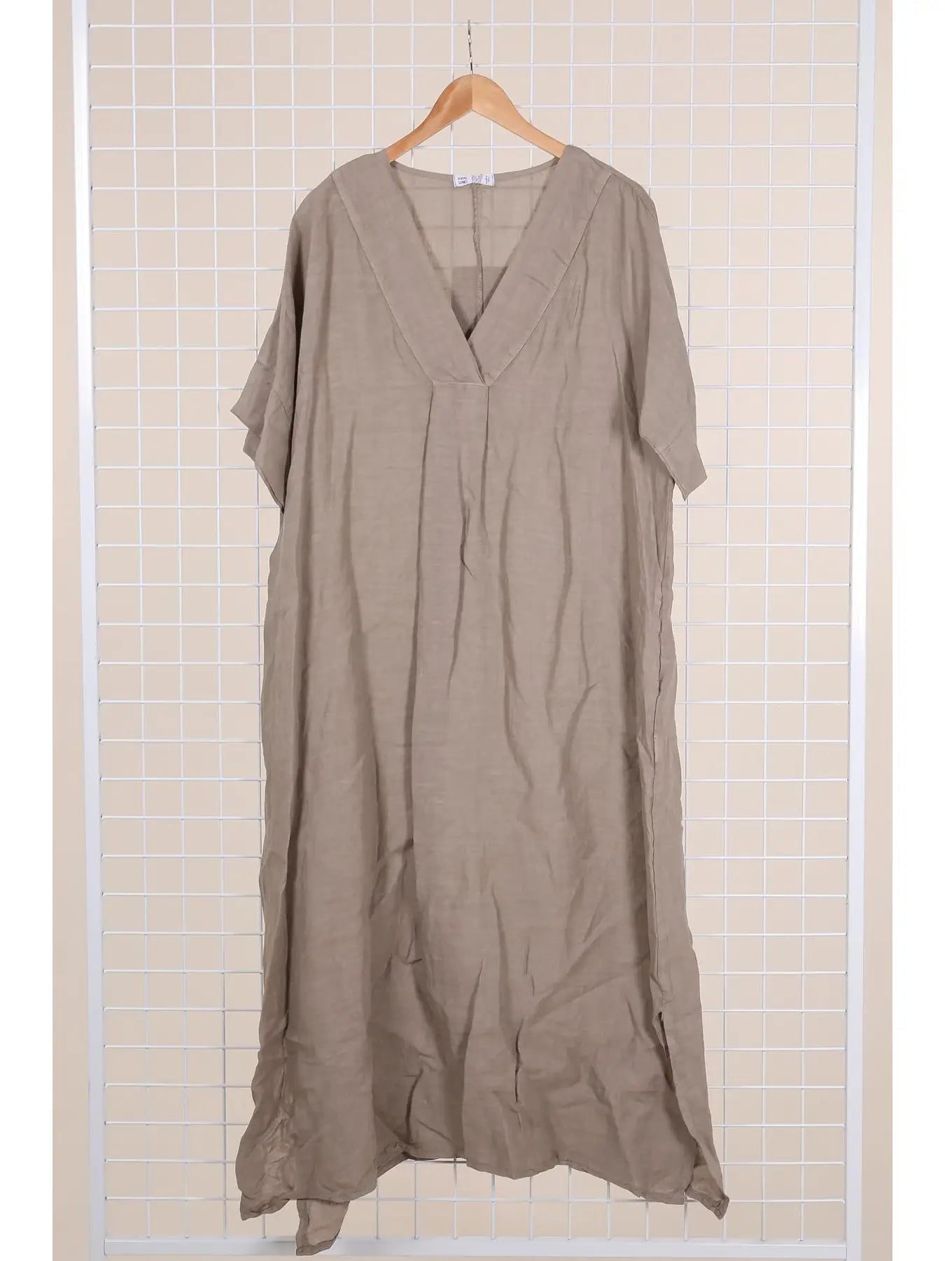 Italian Linen Dress- V neck short sleeve