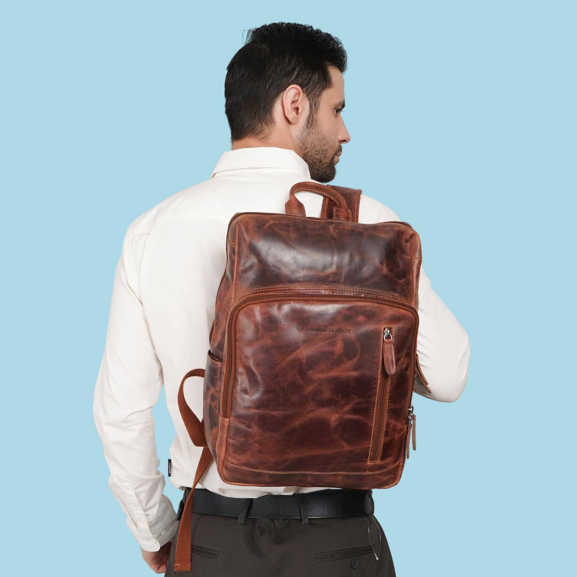 Oslo Full-Grain Leather Laptop Backpack | 16" Laptop Bag Minori Leather
