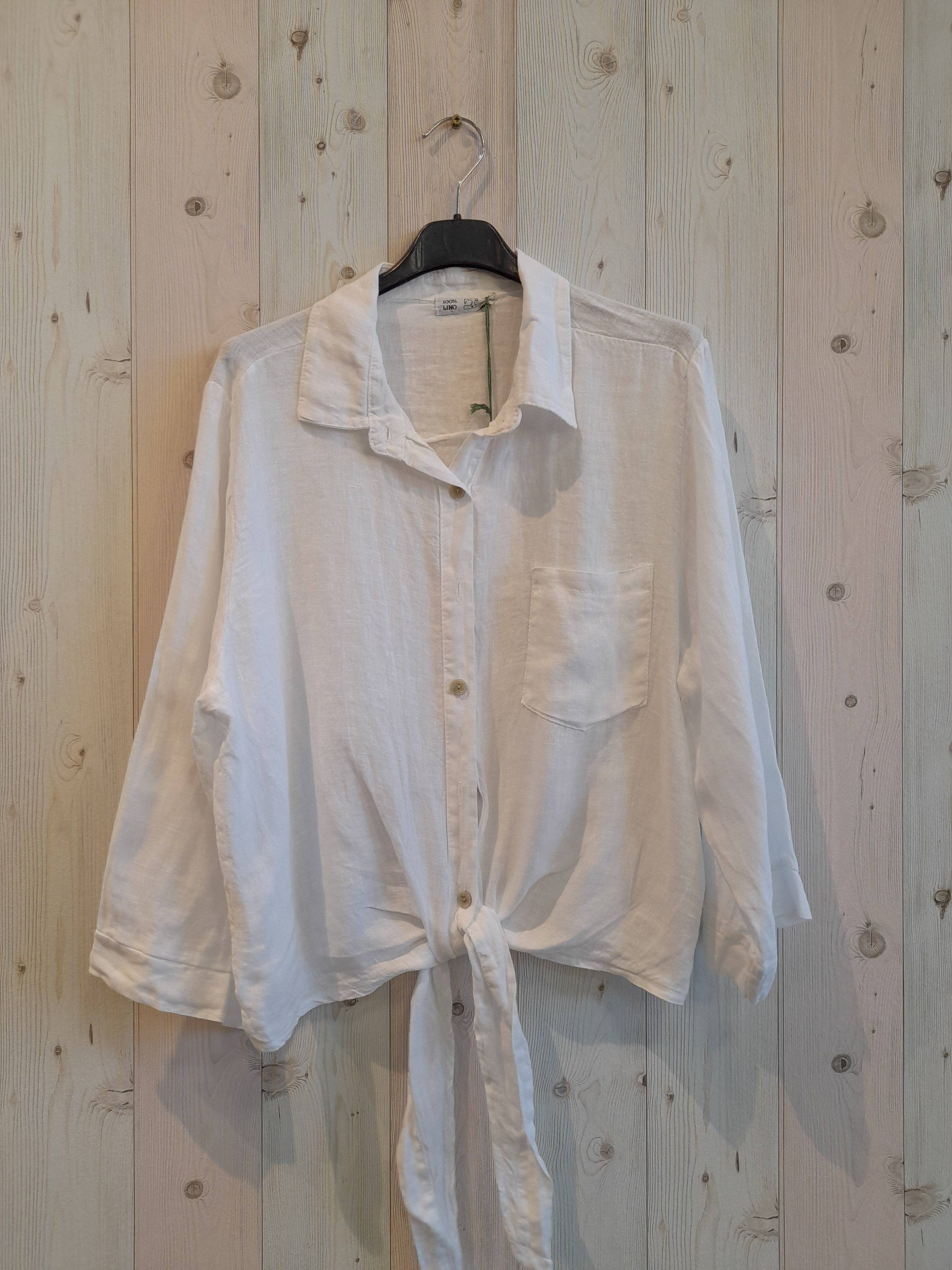 Italian Linen Shirt w/Bow Blank Linen & More