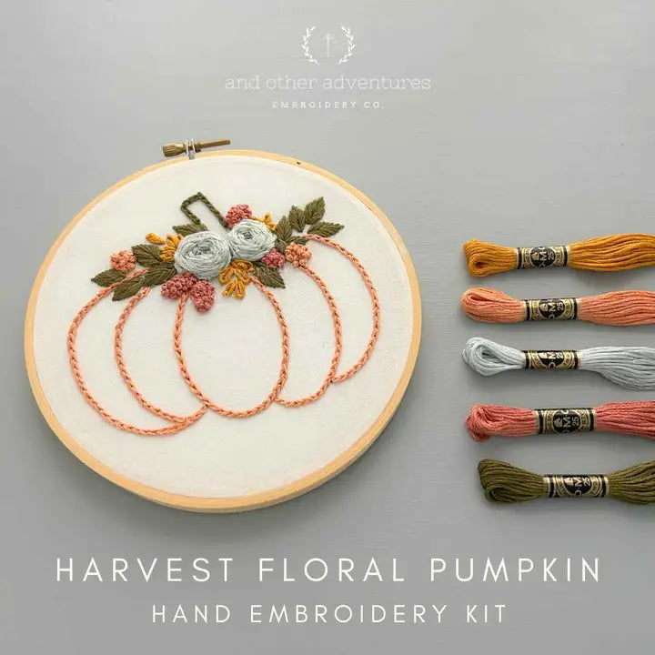Hand Embroidery Kit for Beginners | Choose Your Design Beginner Hand Embroidery Kit- Harvest Floral Pumpkin And Other Adventures Embroidery Co