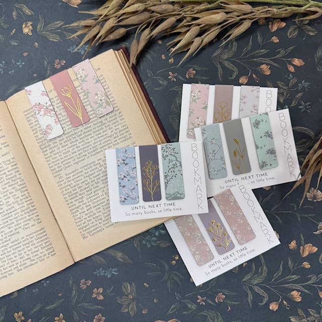 Magnetic Bookmarks Set of 3 | Floral Hand-Foiled | Unique Book Lover Gift A House of Books