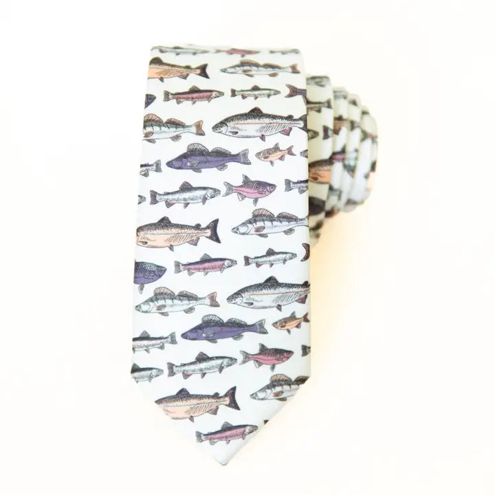 Men's Handmade Ties by Boon | Family-Made in the USA Regular- 2.5" wide x 58" long Fish On! Boon Ties