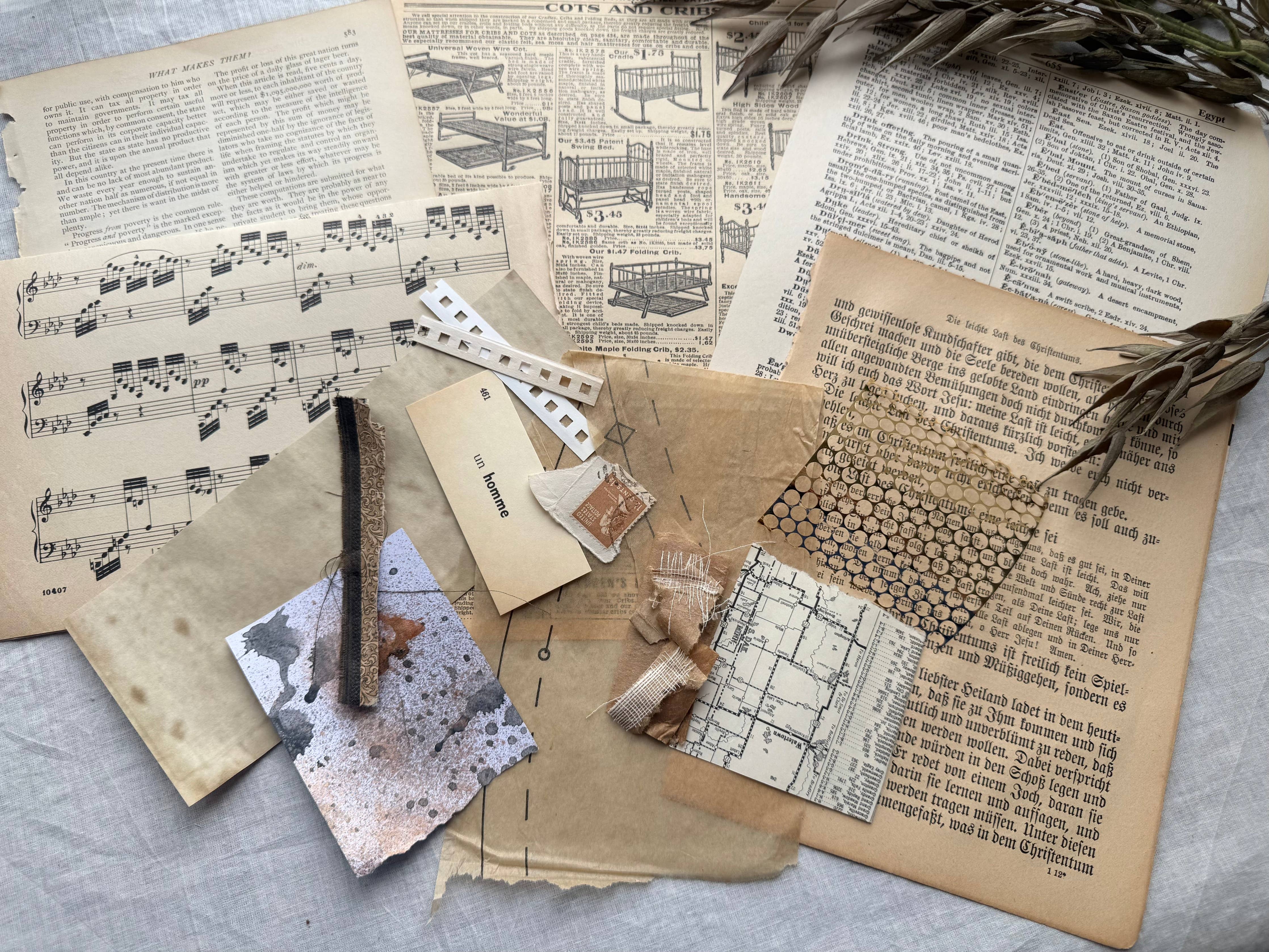 Floral Collage Kit | Mixed Media Art Kit | Vintage Vellum & Paper Craft A House of Books