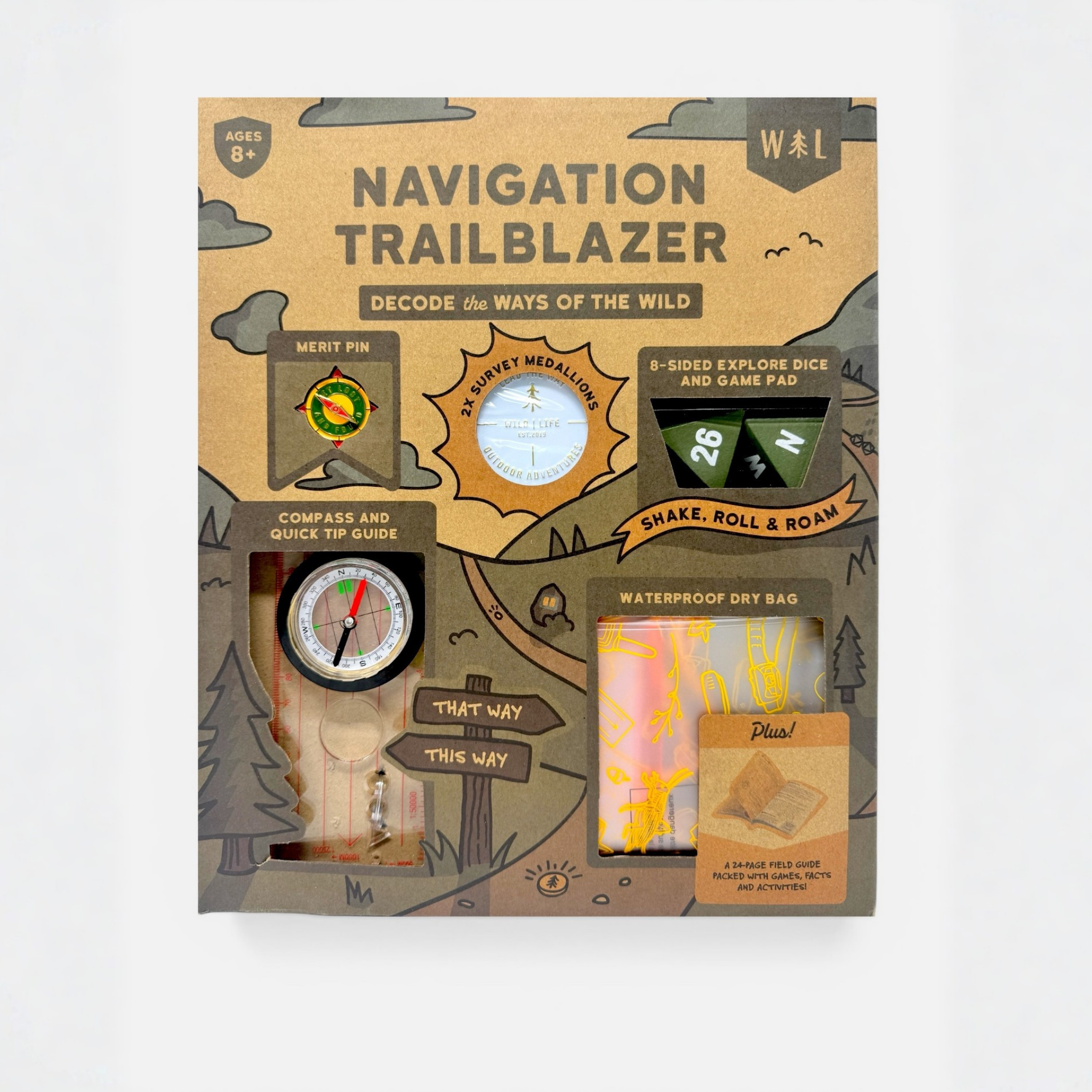 Kids Navigation Kit Compass Map Skills Adventure Set Wild Life Outdoor Adventures