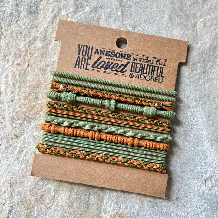 Upcycled Boho Hairties Burnt Umber Green Anthro Apothecary