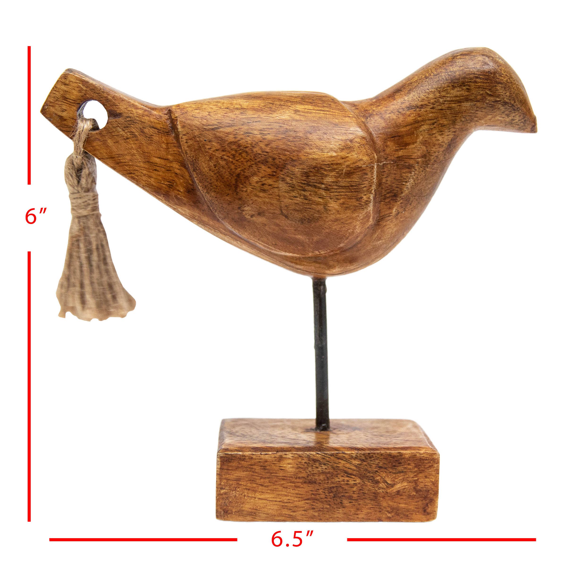 Crockett Wood Bird Decorative Figure with Tassel Tail Foreside Home & Garden