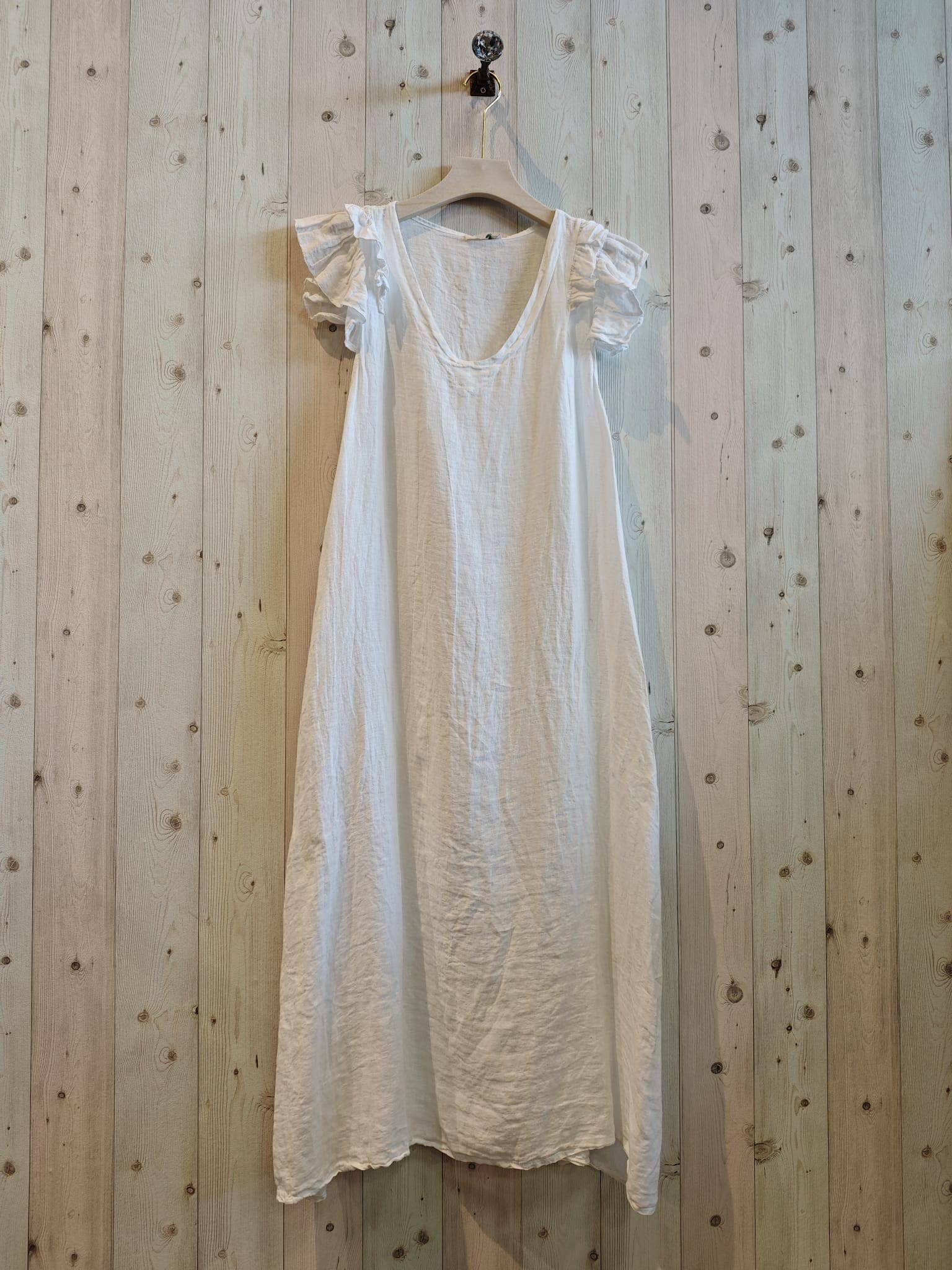 Italian Linen Dress- Ruffle sleeve Linen & More