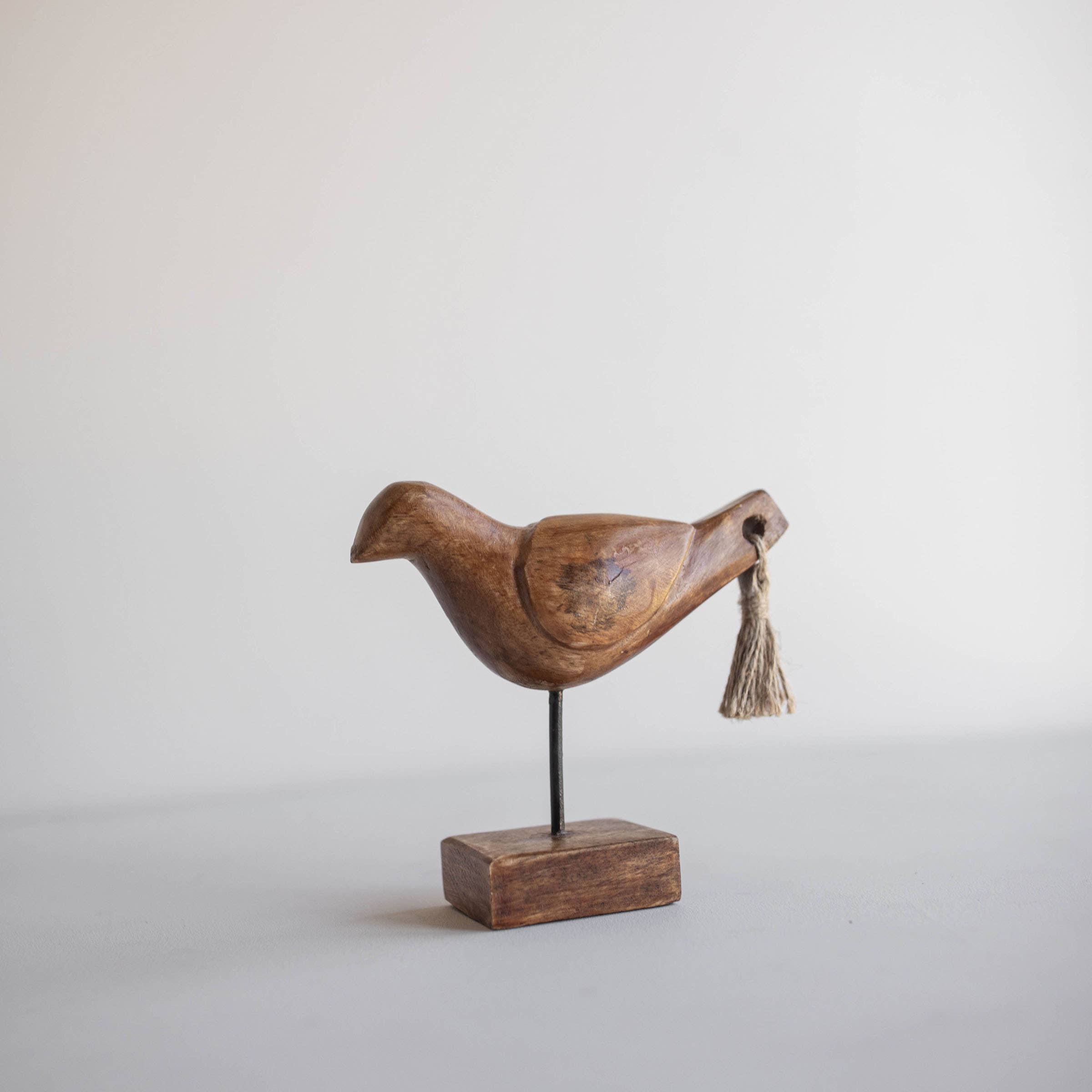 Crockett Wood Bird Decorative Figure with Tassel Tail Foreside Home & Garden