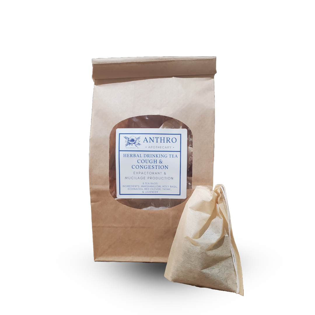 Chest Comfort Herbal Tea | Clear Breathing Botanical Blend 8 Tea Bags Anthro Apothecary