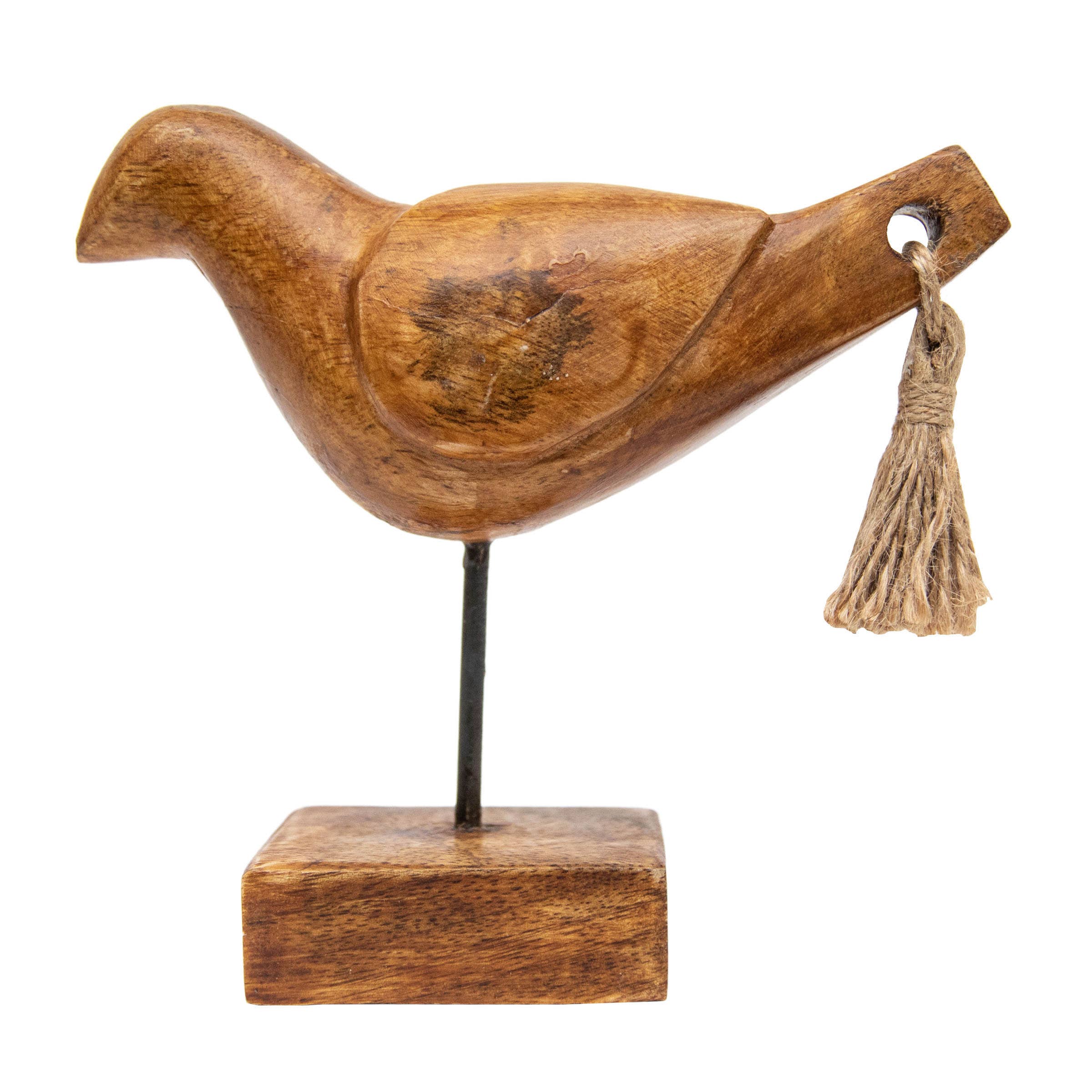 Crockett Wood Bird Decorative Figure with Tassel Tail Foreside Home & Garden