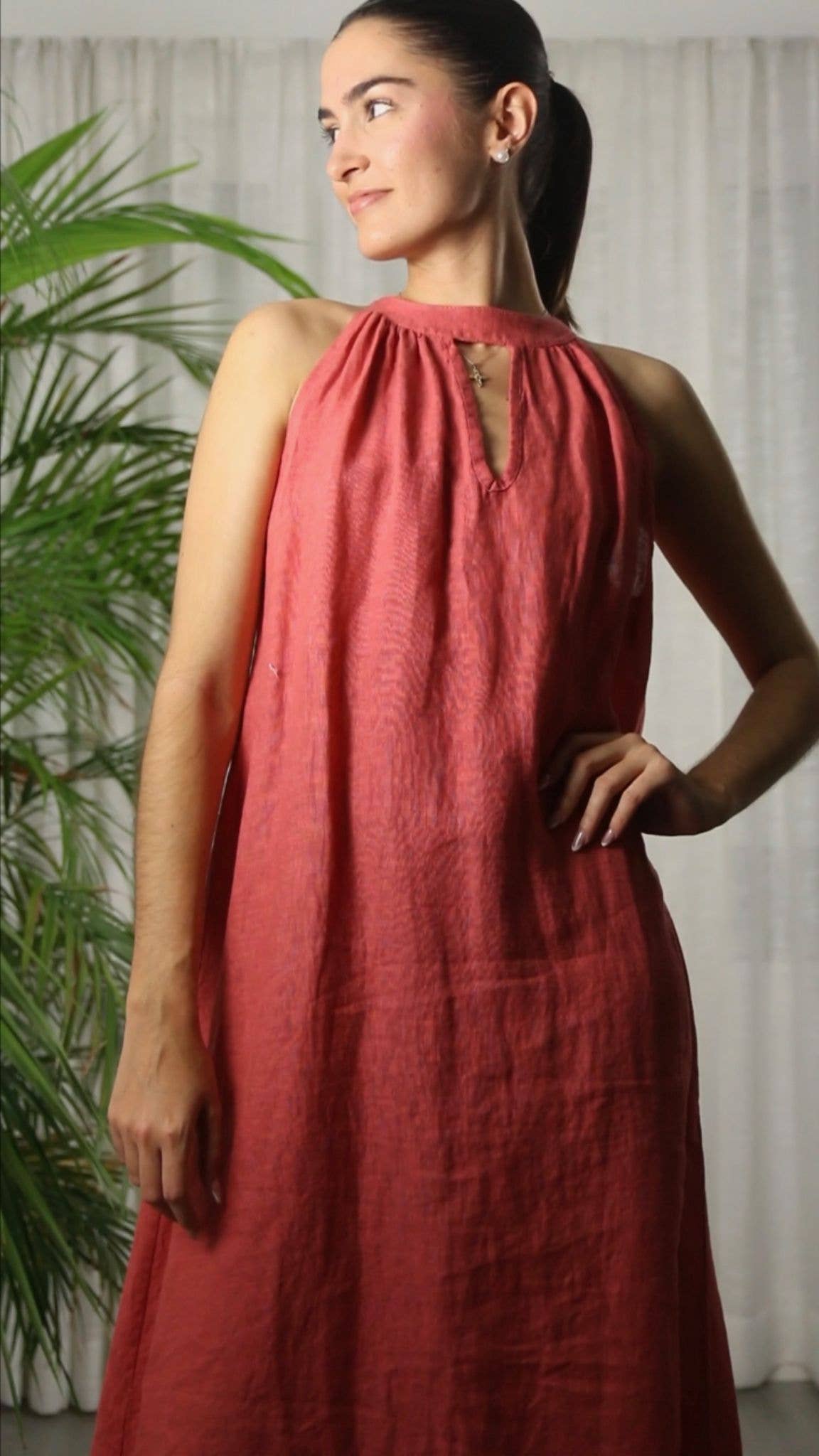 Italian Linen Dress- Back Bow Linen & More