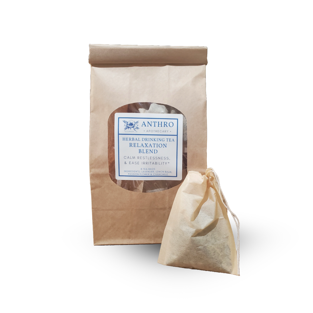 Relaxation Herbal Tea | Rest & Relax Herbal Blend 8 Tea Bags Anthro Apothecary